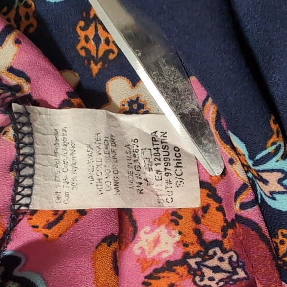 Renee C Floral Paisley Print Blouse Top Crochet Detail Boho Short Sleeve Small - Picture 5 of 5